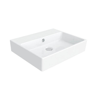 WS Bath Collections Simple 50.40B Wall Mount / Vessel Bathroom Sink in Ceramic White without Faucet Hole - Super Arbor