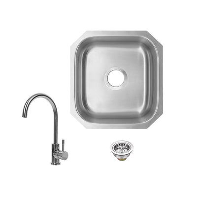 All-in-One Undermount Stainless Steel 16 in. Single Bowl Kitchen Sink with Polished Chrome Kitchen Faucet - Super Arbor