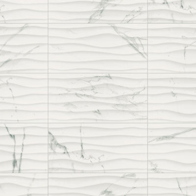 Marazzi Developed by Nature Calacatta 12 in. x 24 in. Glazed Ceramic Wave Wall Tile (14 sq. ft. / case) - Super Arbor