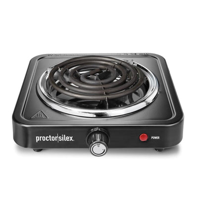 Single Burner 5.5 in. Stainless Steel Black Hot Plate - Super Arbor