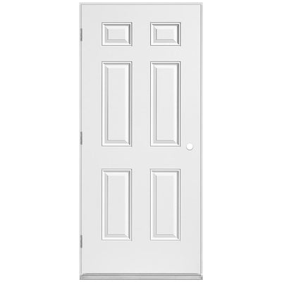 36 in. x 80 in. Utility 6-Panel Right-Hand Outswing Primed Steel Prehung Front Exterior Door - Super Arbor
