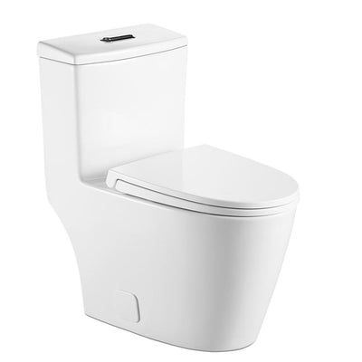 White Round Toilet Bathroom Compact One Piece White 1 Piece 0.8/1.28 GPF White Double Flush Toilet - Super Arbor