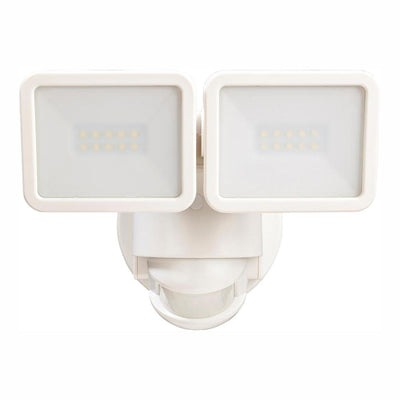 Defiant 180° White Motion Activated Outdoor Integrated LED Flood Light Twin Head