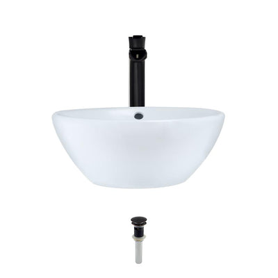 MR Direct Porcelain Vessel Sink in White with 731 Faucet and Pop-Up Drain in Antique Bronze - Super Arbor