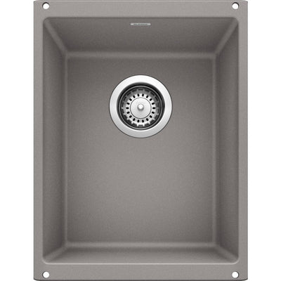 PRECIS Undermount Granite Composite 13.75 in. Single Bowl Bar Sink in Metallic Gray - Super Arbor