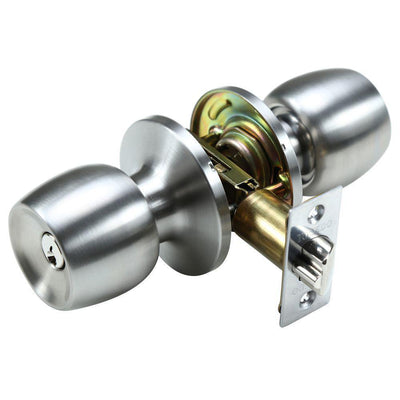 Malaga Keyed Entry Door Knob Lock Set in Satin Stainless Steel - Super Arbor