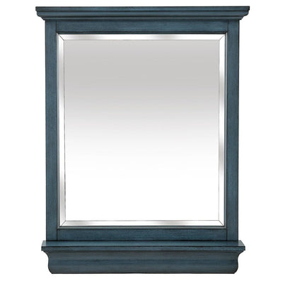 29.00 in. W x 36.00 in. H Framed Rectangular Beveled Edge Bathroom Vanity Mirror in Harbor Blue - Super Arbor
