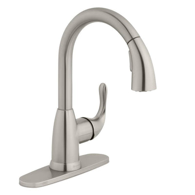 Dylan Single-Handle Pull-Down Kitchen Faucet with TurboSpray and FastMount in Stainless Steel - Super Arbor