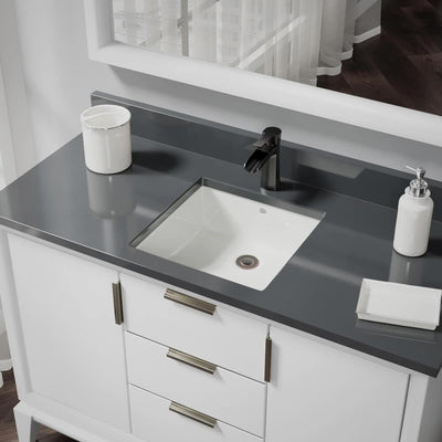 Under-Mount Porcelain Bathroom Sink in Biscuit with Pop-Up Drain in Antique Bronze - Super Arbor