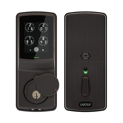 Secure Venetian Bronze Single-Cylinder Smart Alarmed Lock Deadbolt with Keypad, Bluetooth and Discrete PIN Code Input - Super Arbor