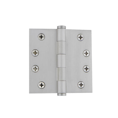 4 in. Satin Nickel Button Tip Heavy-Duty Hinge with Square Corners - Super Arbor