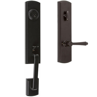 Italian Collection Briona Single Cylinder Black Door Handleset with Florini Interior Left-Hand - Super Arbor