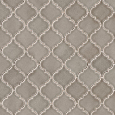 MSI Dove Gray Arabesque 10-1/2 in. x 15-1/2 in. x 8 mm Glossy Ceramic Mesh-Mounted Mosaic Wall Tile (11.7 sq. ft. / case) - Super Arbor