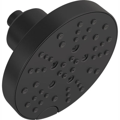 Pivotal 5-Spray 6 in. Single Wall Mount Fixed Rain H2Okinetic Shower Head in Matte Black - Super Arbor