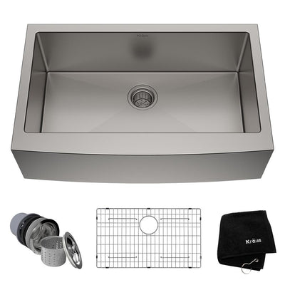 Standart PRO Farmhouse Apron-Front Stainless Steel 33 in. Single Bowl Kitchen Sink - Super Arbor