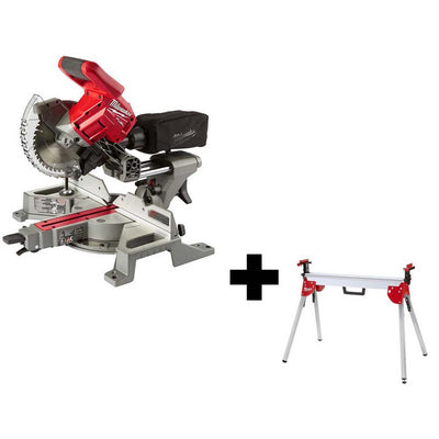M18 FUEL 18-Volt Lithium-Ion Brushless Cordless 7-1/4 in. Dual Bevel Sliding Compound Miter Saw with Stand (Tool-Only) - Super Arbor
