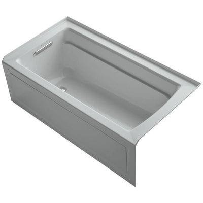 Archer 5 ft. Acrylic Left Hand Drain Farmhouse Rectangular Apron-Front Non-Whirlpool Bathtub in Ice Grey - Super Arbor