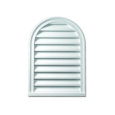 22 in. x 31.5 in. Round Top White Polyurethane Weather Resistant Gable Louver Vent - Super Arbor