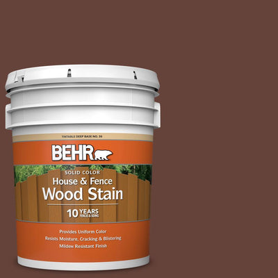 BEHR 5 gal. #SC-117 Russet Solid Color House and Fence Exterior Wood Stain - Super Arbor