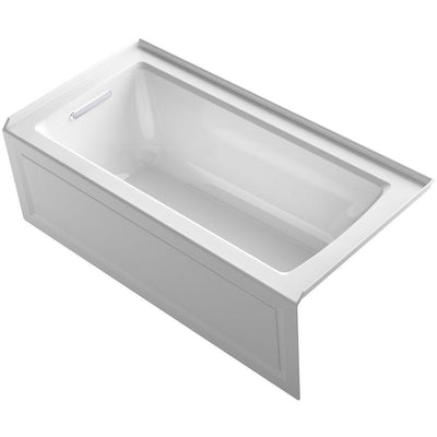 Archer 60 in. Left-Hand Drain Rectangular Alcove Bathtub in White - Super Arbor