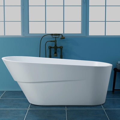 Nanterre 67 in. Acrylic Flatbottom Freestanding Bathtub in White - Super Arbor