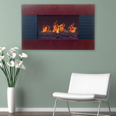 35 in. Electric Fireplace with Wall Mount and Remote in Mahogany - Super Arbor