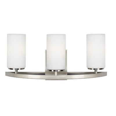 Visalia 20.25 in. W 3-Light Brushed Nickel Bathroom Vanity Light with White Etched Glass Shades - Super Arbor