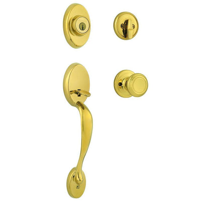 Chelsea Lifetime Polished Brass Single Cylinder Door Handleset with Cameron Door Knob Featuring SmartKey Security - Super Arbor