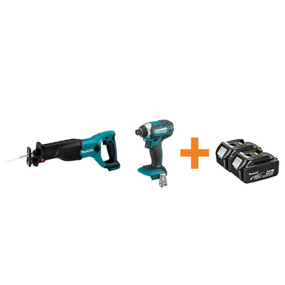 18-Volt LXT Lithium-Ion Cordless Reciprocal Saw and Impact Driver with Free 4.0Ah Battery (2-Pack) - Super Arbor