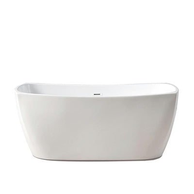 Birkett 56 in. Acrylic Flatbottom Non-Whirlpool Bathtub in White - Super Arbor