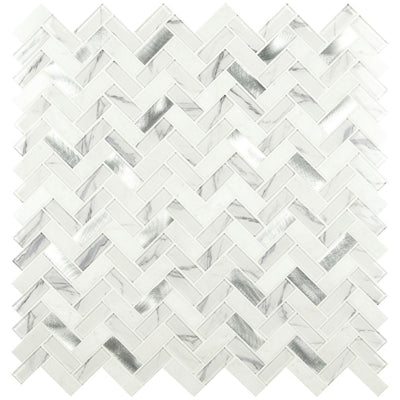MSI Bytle Bianco Herringbone 12 in. x 12 in. x 6 mm Textured Multi-Surface Mesh-Mounted Mosaic Tile ( 15 sq. ft. / case )