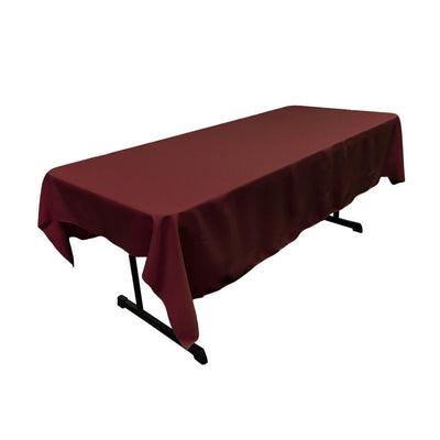 60 x 84 in. Burgundy Polyester Poplin Rectangular Tablecloth - Super Arbor