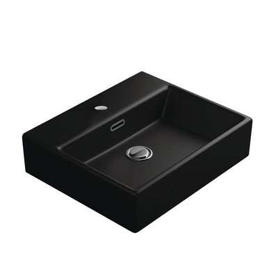WS Bath Collections Quattro 50 BM Wall Mount / Vessel Bathroom Sink in Matte Black with 1 Faucet Hole - Super Arbor