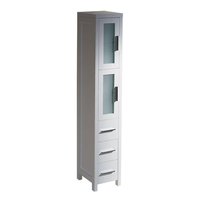 Torino 12 in. W x 68-13/100 in. H x 15 in. D Bathroom Linen Storage Tower Cabinet in White - Super Arbor