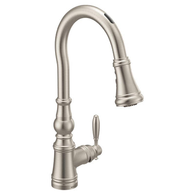 U by Moen Weymouth Single-Handle Pull-Down Sprayer Smart Kitchen Faucet with Voice Control in Spot Resist Stainless - Super Arbor