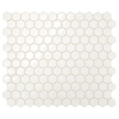 Daltile Premier Accents Powder White Hexagon 10 in. x 12 in. x 4 mm Porcelain Mosaic Floor and Wall Tile (0.84 sq. ft. / piece) - Super Arbor