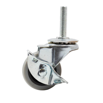 2 in. Medium Duty Gray TPR Swivel Stem Mount Caster with Brake 80 lbs. Weight Capacity - Super Arbor
