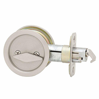 Round Satin Nickel Bed/Bath Pocket Door Lock - Super Arbor