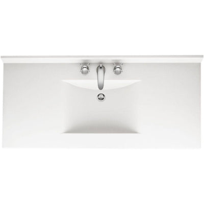 Contour 43 in. W x 22 in. D Solid Surface Vanity Top with Sink in White - Super Arbor