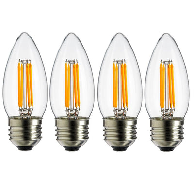 Sunlite 40-Watt Equivalent B11 Vintage Filament Chandelier LED Light Bulb in Warm White, 2700K (4-Pack) - Super Arbor