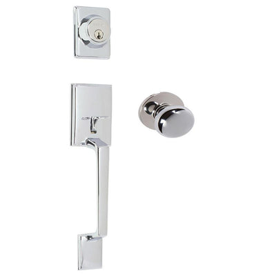 Capri Bright Chrome Single Cylinder Deadbolt Entry Door Handleset - Super Arbor