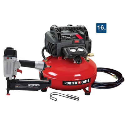 6 Gal. 150 PSI Portable Electric Air Compressor and 16-Gauge Nailer Combo Kit - Super Arbor