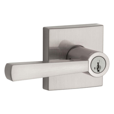 Prestige Spyglass Satin Nickel Keyed Universal Entry Door Lever Featuring SmartKey Security - Super Arbor