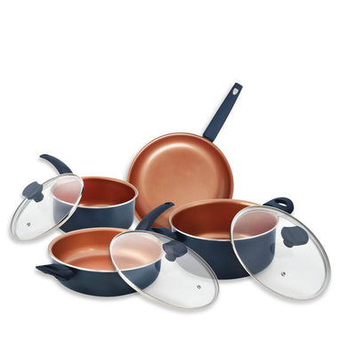 Copper Collection 16-Piece Copper Nonstick Cookware Set in Blue - Super Arbor