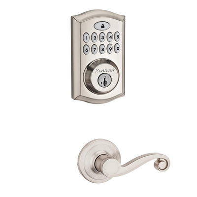 SmartCode Satin Nickel Single Cylinder Electronic Deadbolt featuring SmartKey Security and Lido Hall/Closet Lever - Super Arbor