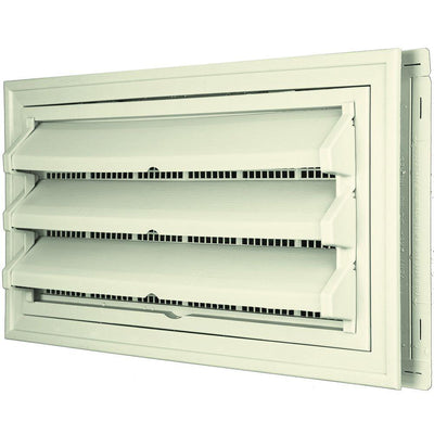 9-3/8 in. x 17-1/2 in. Foundation Vent Kit with Trim Ring and Optional Fixed Louvers (Molded Screen) in #082 Linen - Super Arbor