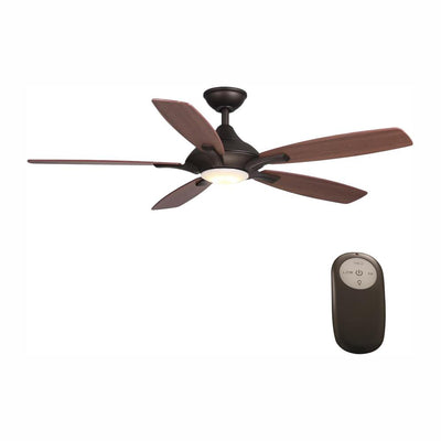 Petersford 52 in. Integrated LED Indoor Oil Rubbed Bronze Ceiling Fan with Light Kit and Remote Control - Super Arbor