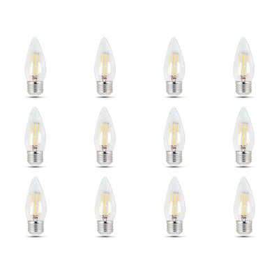 Feit Electric 25-Watt Equivalent (2700K) B10 Dimmable Filament LED Clear Glass Light Bulb, Soft White (12-Pack) - Super Arbor
