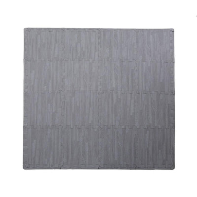 206996596 Soft EVA Foam Mat Flooring Tiles, Gray Wood Print, 16 PC, 12" x 12", 16 sq. ft. - Super Arbor