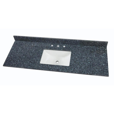 61 in. W x 22 in. D Granite Single Sink Vanity Top in Blue Pearl with White Trough Sink - Super Arbor